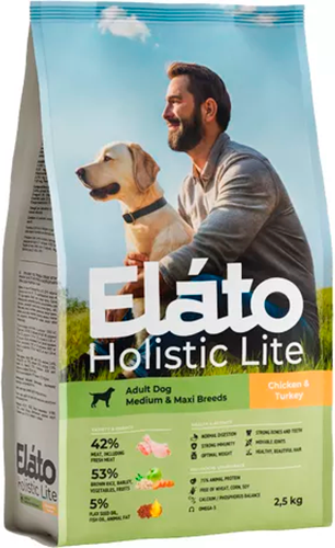 Сухой корм для собак Elato Holistic Lite Для средних и крупных пород с курицей и индейкой - фото