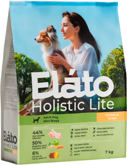 Сухой корм для собак Elato Holistic Lite Для мелких пород собак с курицей и индейкой - фото