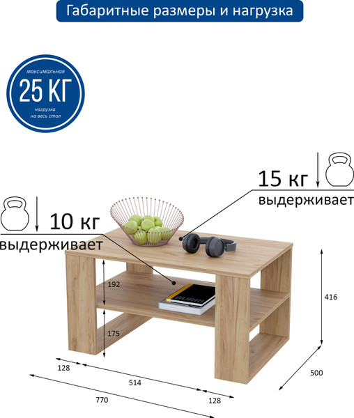 Журнальный столик Горизонт Мебель Квадро 2