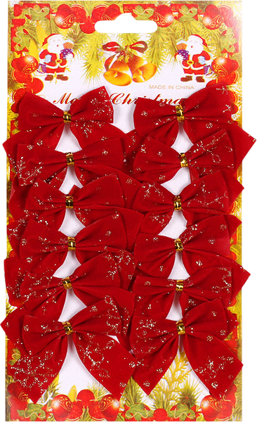 Набор елочных игрушек Darvish Бантик новогодний бархатный / DV-C-191 - фото