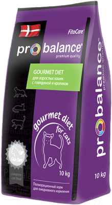 Сухой корм для кошек ProBalance Gourmet Diet Adult с говядиной и кроликом (10кг) - фото