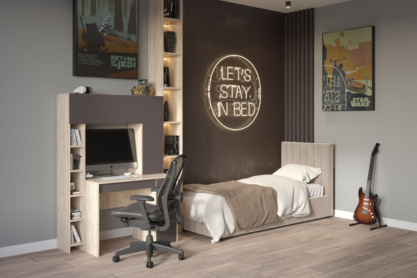 Односпальная кровать Bravo Мебель Нельсон 90х200 с ПМ Стандарт 3 вариант