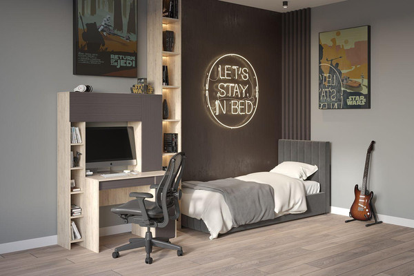 Односпальная кровать Bravo Мебель Нельсон 90х200 с ПМ Стандарт 5 вариант