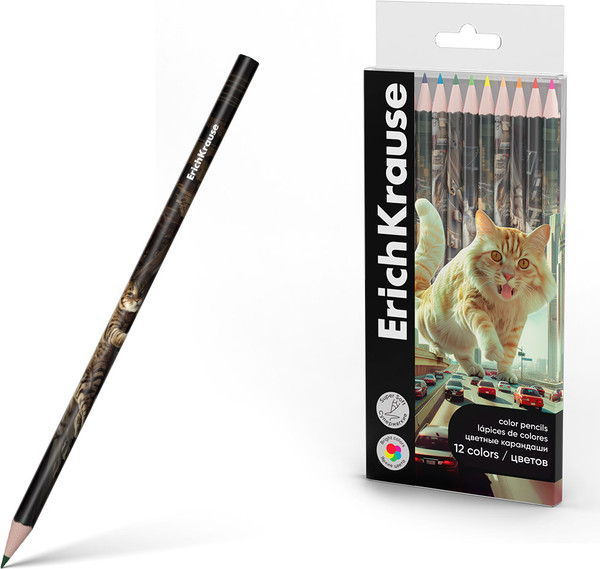 Набор цветных карандашей Erich Krause Big City Cats / 62934