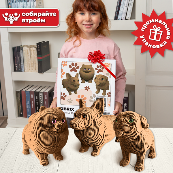 Конструктор QBRIX Три щенка. Глазки 3D 20096