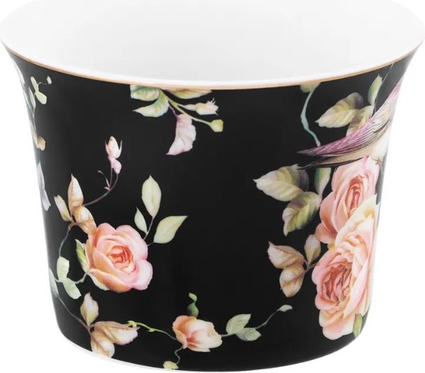 Чашка с блюдцем Elan Gallery Певчие птички на черном / 730851