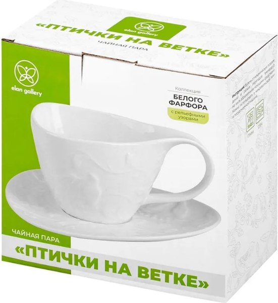 Чашка с блюдцем Elan Gallery Птички на ветке / 540940