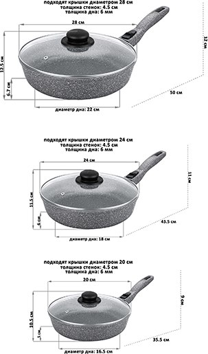 Набор сковородок Elan Gallery Гармония вкуса / 120587+3