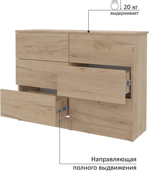 Комод Горизонт Мебель Нео 1050 6 ящиков