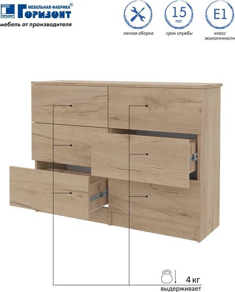 Комод Горизонт Мебель Нео 1050 6 ящиков