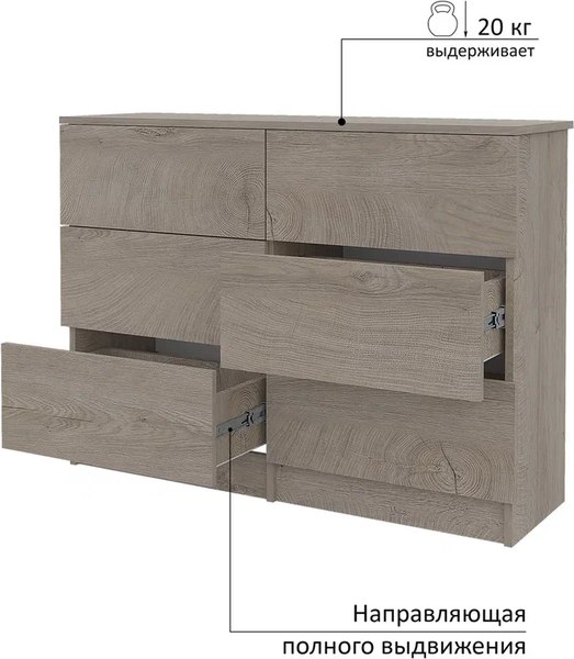 Комод Горизонт Мебель Нео 1050 6 ящиков