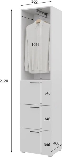 Шкаф-пенал Горизонт Мебель Бонн 500 3 ящика