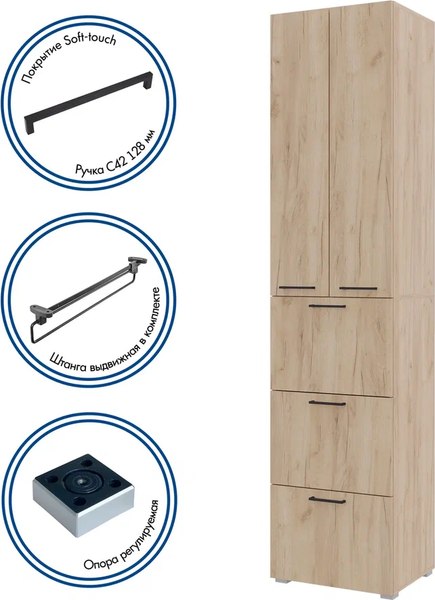 Шкаф-пенал Горизонт Мебель Бонн 500 3 ящика