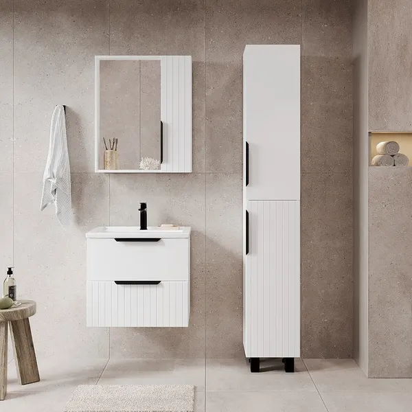 Шкаф с зеркалом для ванной Viant Сицилия 60 / VSIC60BEL-ZSH - фото