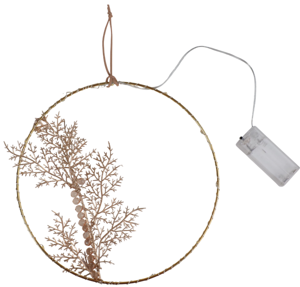Подвеска новогодняя AksHome Тип 7 Круг с веткой D20см 13LED 2АА - фото