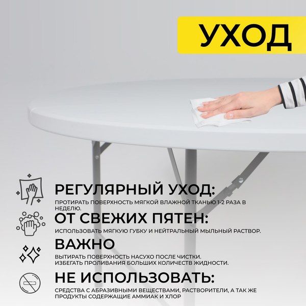 Стол складной AksHome Table тип 10 D152х74 (белый)