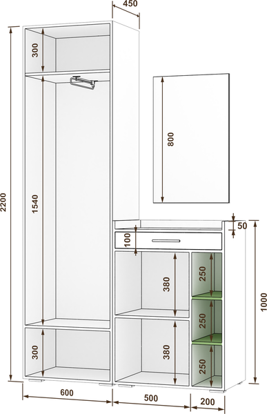 Секция в прихожую Кортекс-мебель Лара СП6