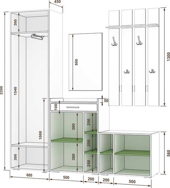 Секция в прихожую Кортекс-мебель Лара СП7