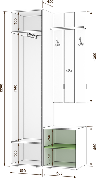 Секция в прихожую Кортекс-мебель Лара СП8
