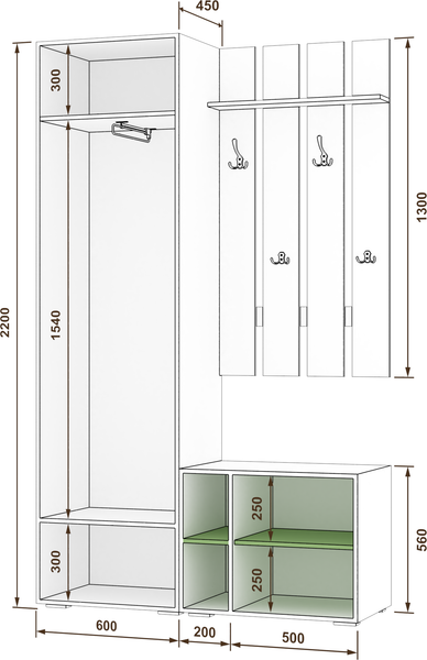Секция в прихожую Кортекс-мебель Лара СП9