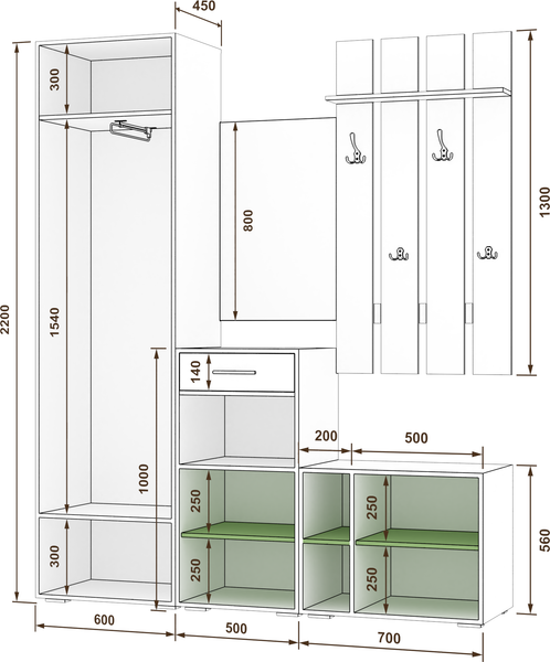 Секция в прихожую Кортекс-мебель Лара СП11