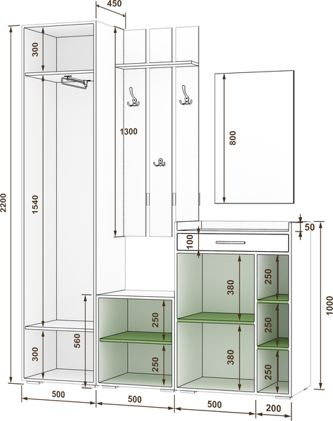 Секция в прихожую Кортекс-мебель Лара СП12