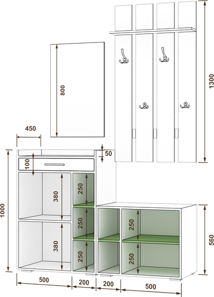 Секция в прихожую Кортекс-мебель Лара СП13