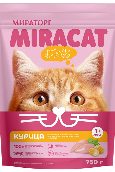 Сухой корм для кошек Мираторг Для взрослых кошек всех пород с курицей - фото