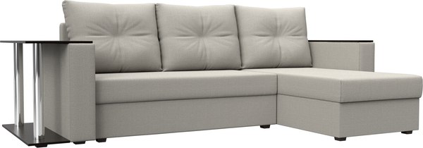 Диван угловой Лига Диванов Атланта со столом правый / 121162 - фото