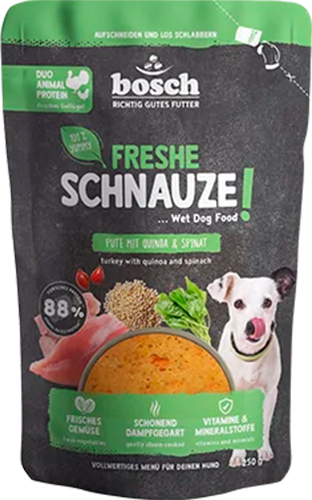 Влажный корм для собак Bosch Petfood Freshe Schnauze индейка с киноа и шпинатом - фото