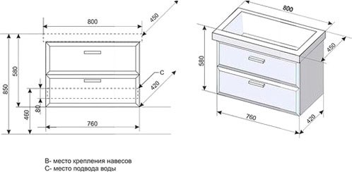Тумба под умывальник Style Line Лотос 80