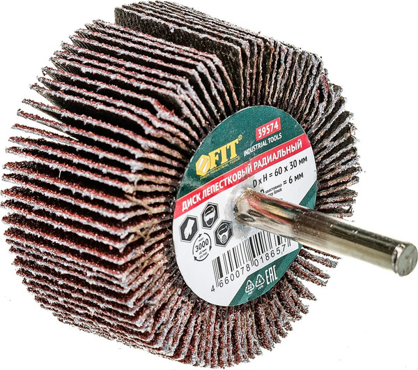 Шлифовальный круг FIT 60х30х6мм Р 80 / 39574