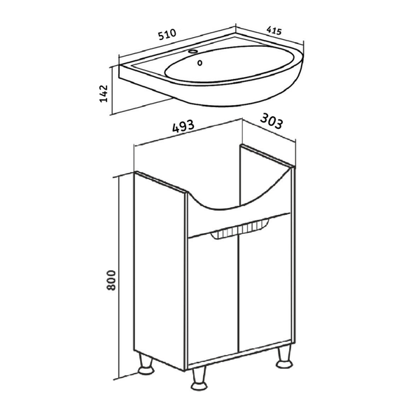 Тумба под умывальник Runo Эконова 50