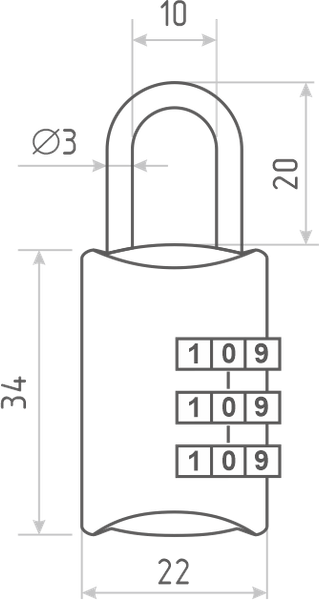 Замок для чемодана Нора-М 607 кодовый / 17082