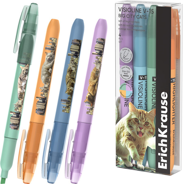 Набор маркеров Erich Krause Visioline V-15 Big City Cats / 63369 - фото