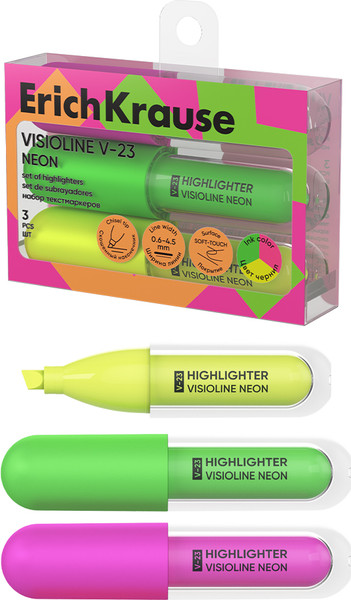 Набор маркеров Erich Krause Visioline V-23 Neon / 63553 - фото