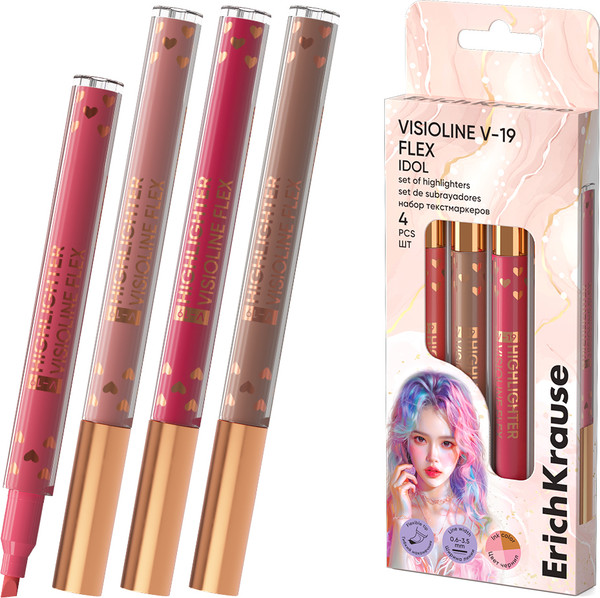 Набор маркеров Erich Krause Visioline V-19 Flex Idol / 63374 - фото