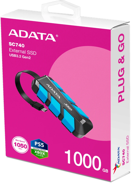 Внешний жесткий диск A-data SC740 USB3.2 Gen2 1000GB