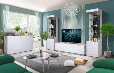 Прикроватная тумба Мебель-КМК Кензо 0674.8 (белый/белый глянец)