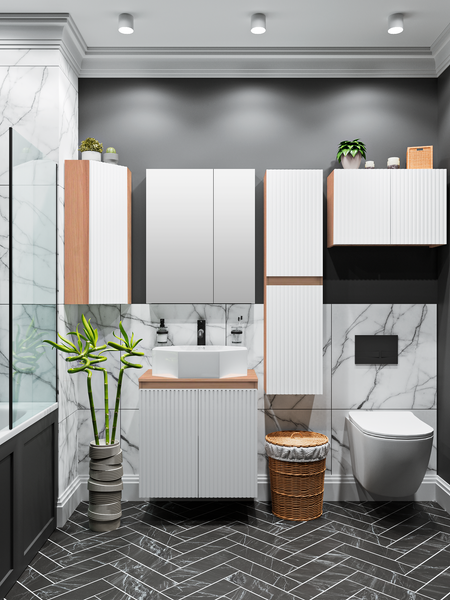 Шкаф-полупенал для ванной Runo Соренто 40 вертикаль