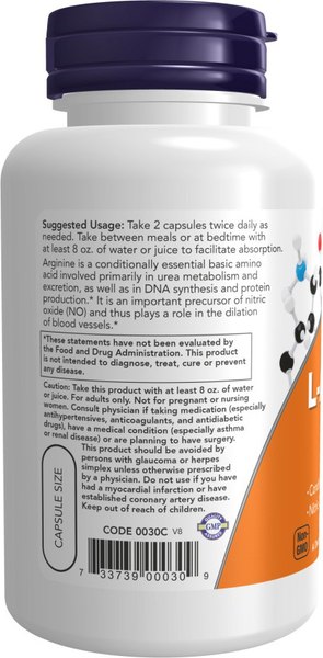 L-аргинин NOW Foods L-Arginine 500мг