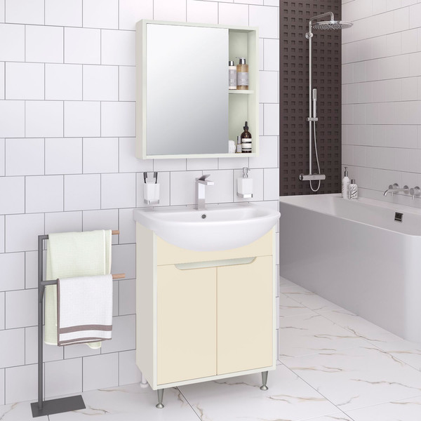 Шкаф с зеркалом для ванной Runo Эко 52