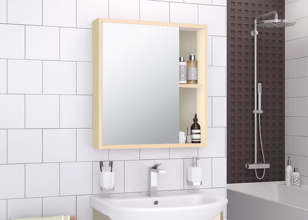 Шкаф с зеркалом для ванной Runo Эко 52 - фото