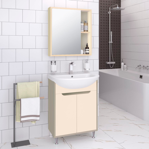 Шкаф с зеркалом для ванной Runo Эко 52