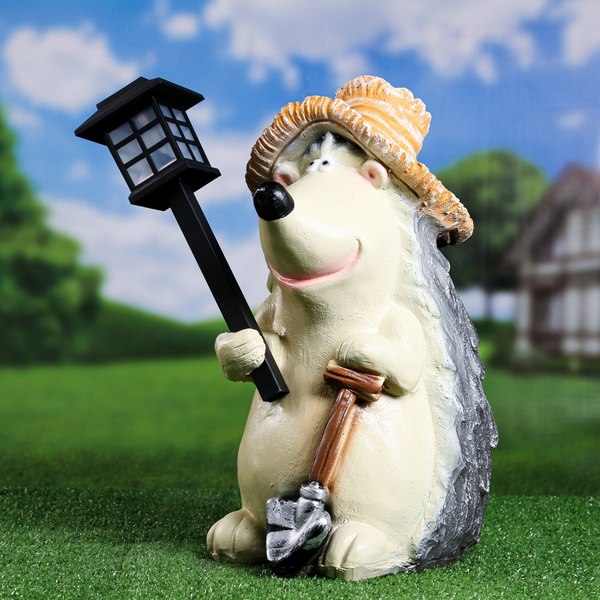 Садовая фигура-светильник Хорошие сувениры Ежик с фонарем / 4203377