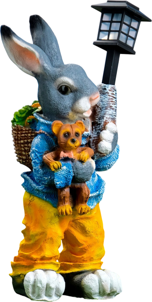 Садовая фигура-светильник Хорошие сувениры Заяц с фонармком и игрушкой / 4203372 - фото