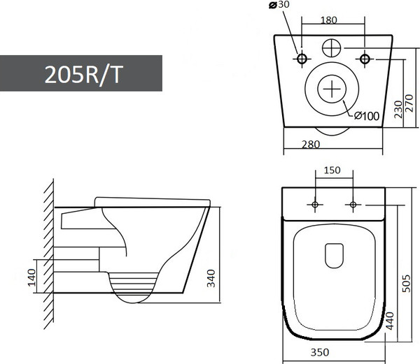 Унитаз подвесной Grado GD-W205T