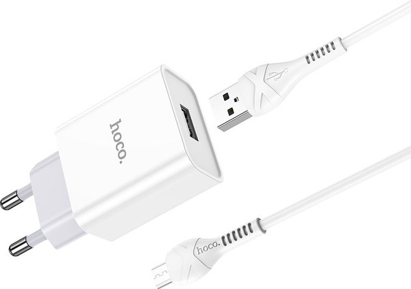 Зарядное устройство сетевое Hoco C81A + кабель AM-microBM