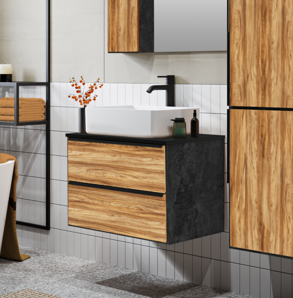 Тумба с умывальником Runo Мальта 70 + Cuatro 49x39 - фото