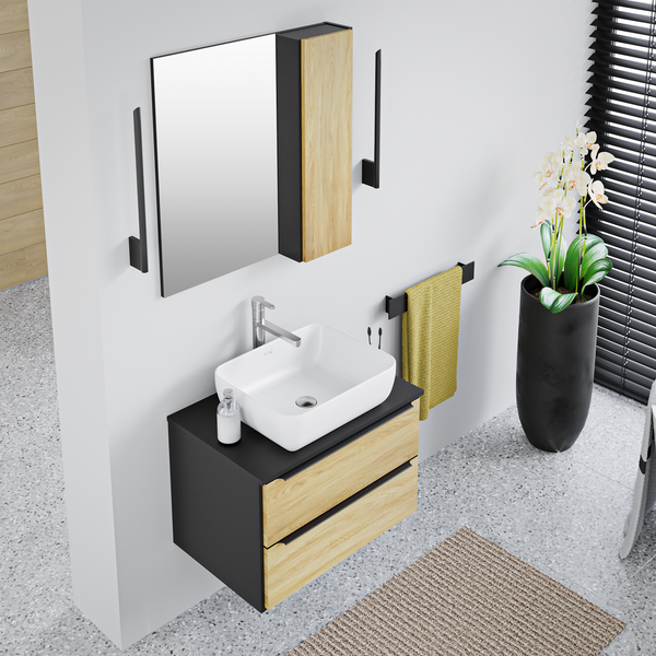 Тумба с умывальником Runo Мальта 70 + Cuatro 49x39